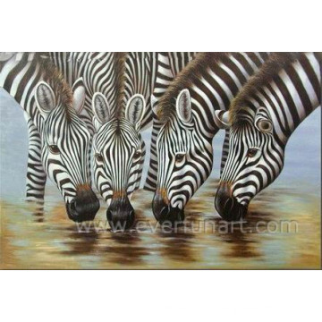 Pintura a óleo pintada mão da zebra do animal